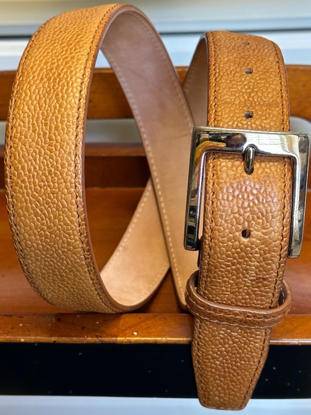 Di Bianco Bottelato Leather Belt Mens SZ 36